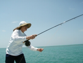 Peggy showing off her casting skills.