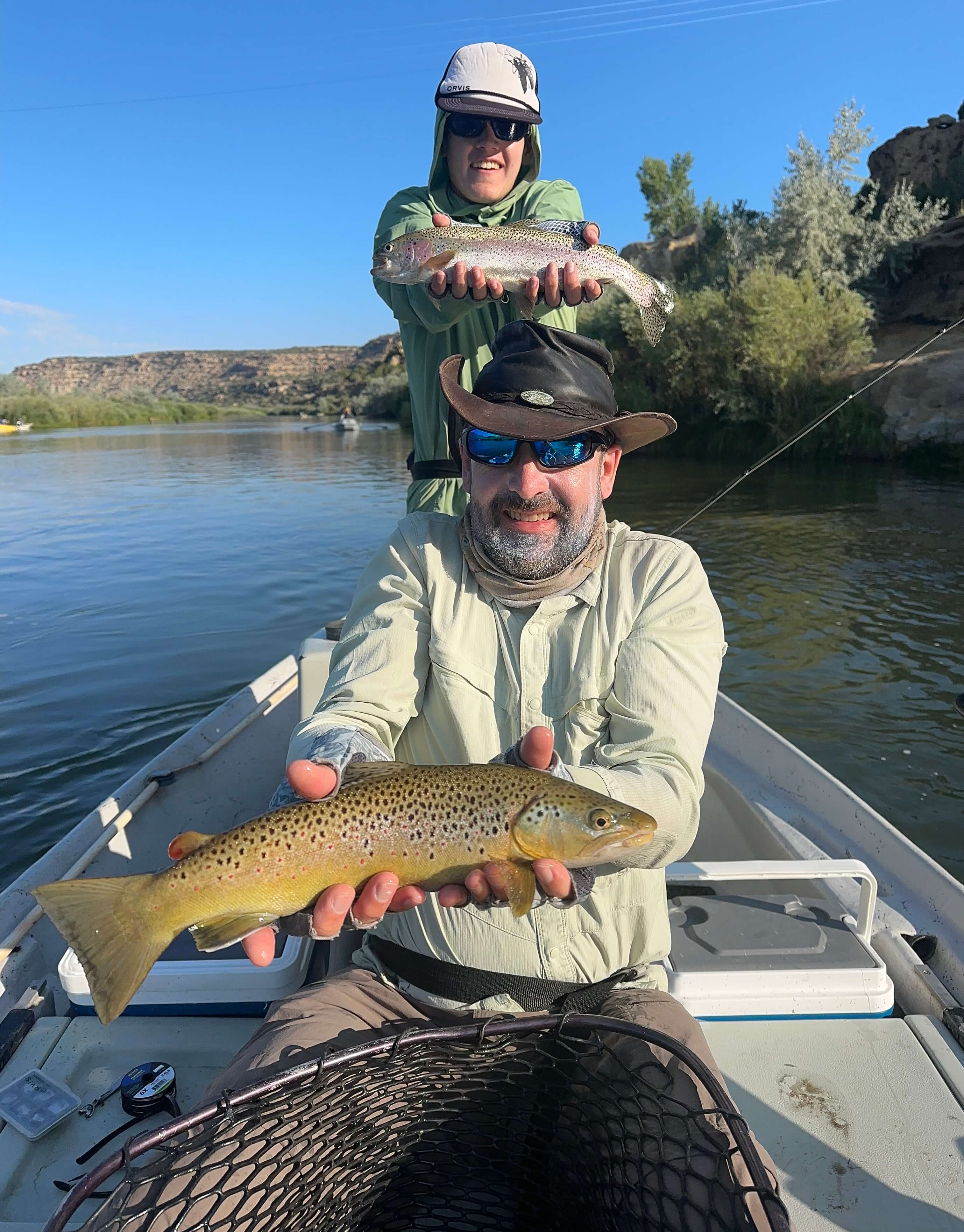 Brown trout and rainbow trout caught in San Juan River,NM